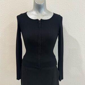 Black Long Sleeve Ribbed Top
